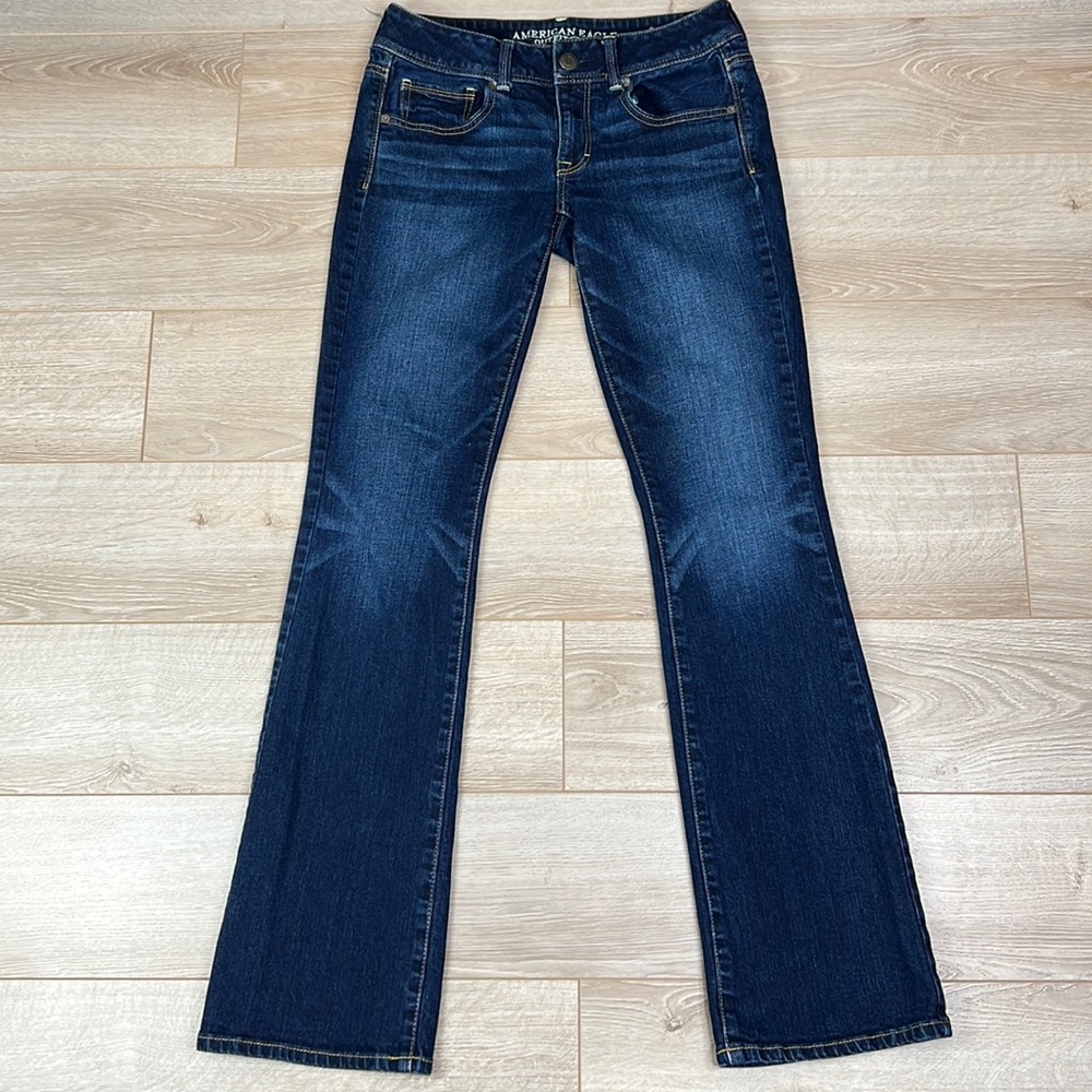 American Eagle Dark Wash Kick Boot Stretch Jeans Size 6 Long